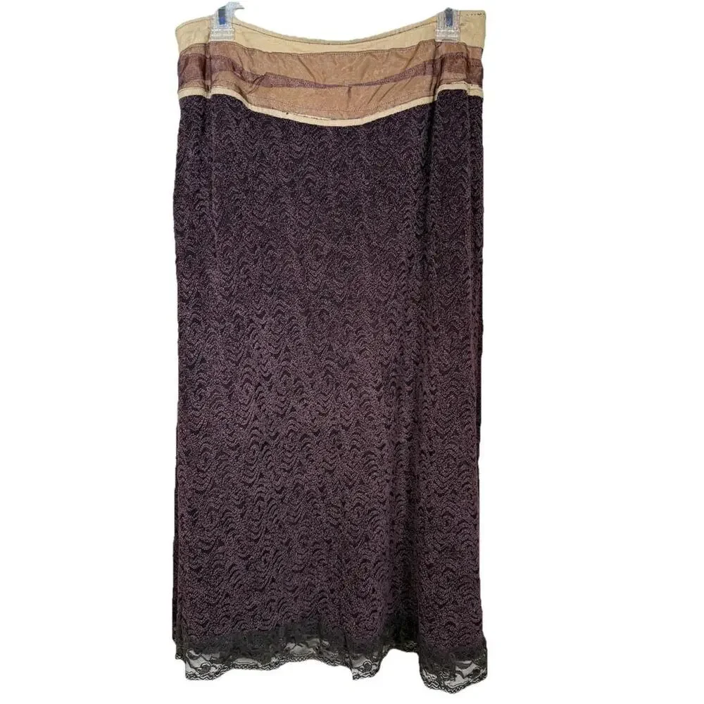 90s FORWEAR New York Brown Long Skirt Size 8 Boho Fairy Core Whimsy Unique Goth